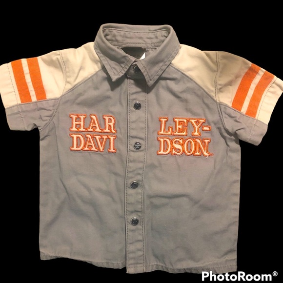 Harley Davidson Toddlers 18 m snap front Shirt Motorcycle Bikers Son - Picture 1 of 7